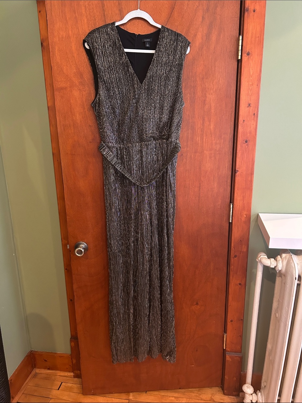 Halogen metallic belted jumpsuit size XL